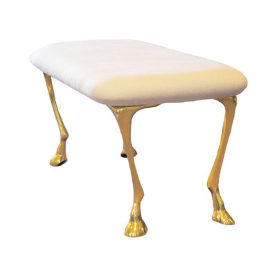 whimsical white bench with equine legs